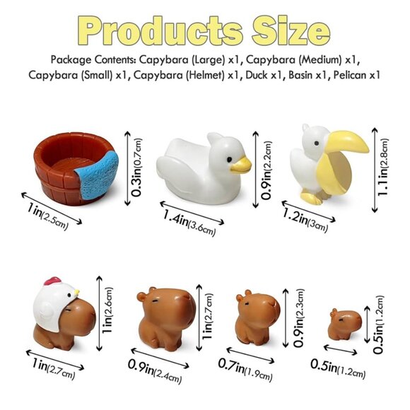 7pc Cute Capybara Car Dashboard Rearview Mirror Ornaments Funny Decor Desktop - Picture 7 of 8